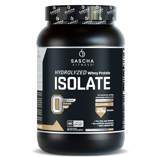 SASCHA FITNESS Hydrolyzed Whey Protein Isolate,100% Grass-Fed (2.11 Pounds) (Caramel Flavor)