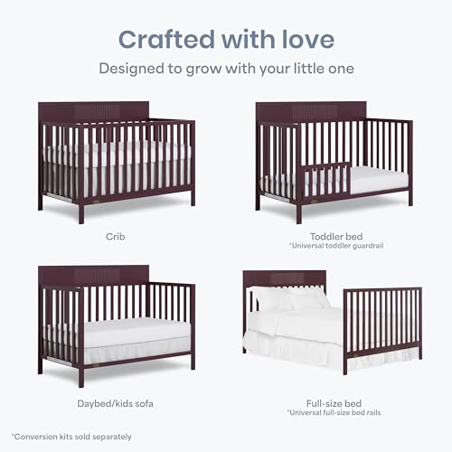 Image of Dream On Me Ivy 5-in-1 Convertible Full-Size Baby Crib in Auburn, GreenGuard Gold & JPMA Certified, 3 Mattress Heights, Converts to Toddler, Day & Full-Size Bed, Safe & Stylish Nursery