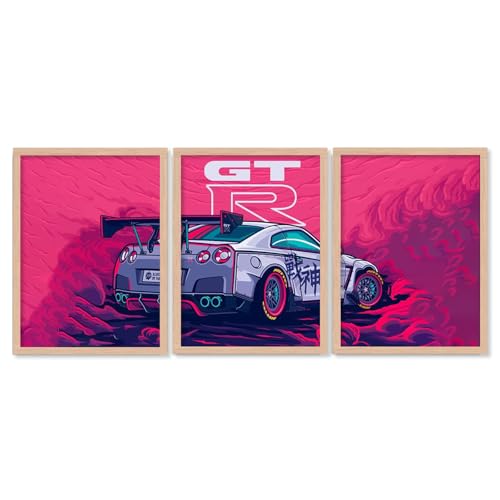 Image of TASVEE Car wall posters | set of 3 wall frames | posters for wall | Wall Decoration for Bedroom, Living Room & Office | Best Gift for Boys & Car Lovers (A6, LARGE 13X17, Framed)