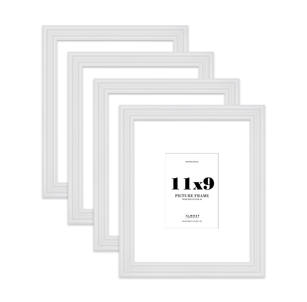 11x9" White Picture Frame - 11x9" Frame with A6" Mount for 11x9"/A6" Pictures Classic Style Gallery Wall, 4 Pack โ image 1