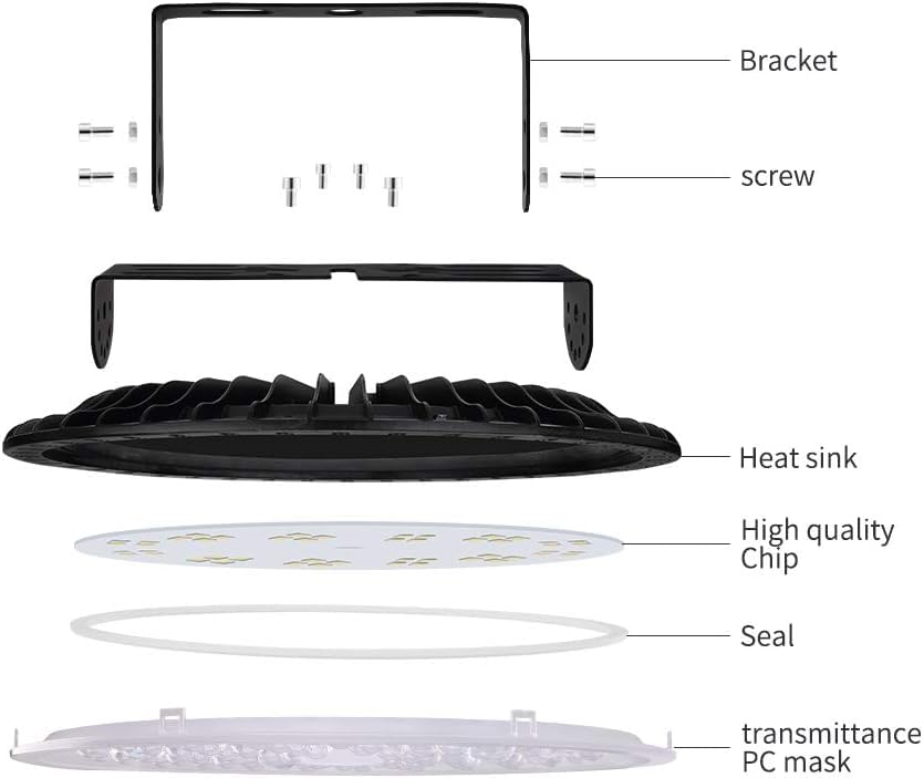 300W LED High Bay Lights IP56 Waterproof 110V LED Lighting Fixture 24000LM 6500K Warehouse Industrial Factory Shop Lamp — view 5
