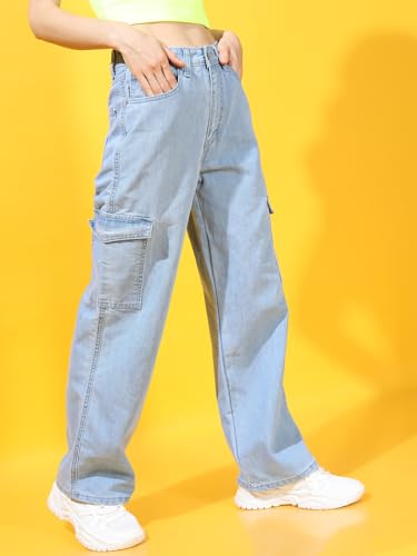 Image of Tokyo Talkies Women Cargo Jeans | Straight fit