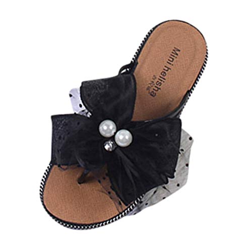 Find Discount ANJUNIE Womens Beaded Bowknot Flat Flip Flop Outdoor Slippers Beachwear Shoes Slip-Ons...