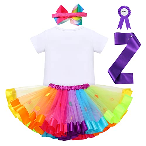 IBTOM CASTLE Baby Girl Unicorn 1st 2nd 3rd Birthday Tutu Rainbow Cake Smash Skirt Set Princess Romper Headband Photo Shoot2