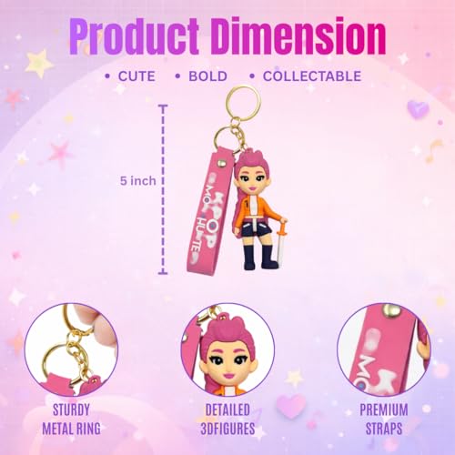 Image of Wanna Party Korean Pop Theme Cartoon Keychains, Rumi Keychain for Girls, Cute Backpack Key Chain Accessories Wristlet chain Return Gift Items for Boys & Girls