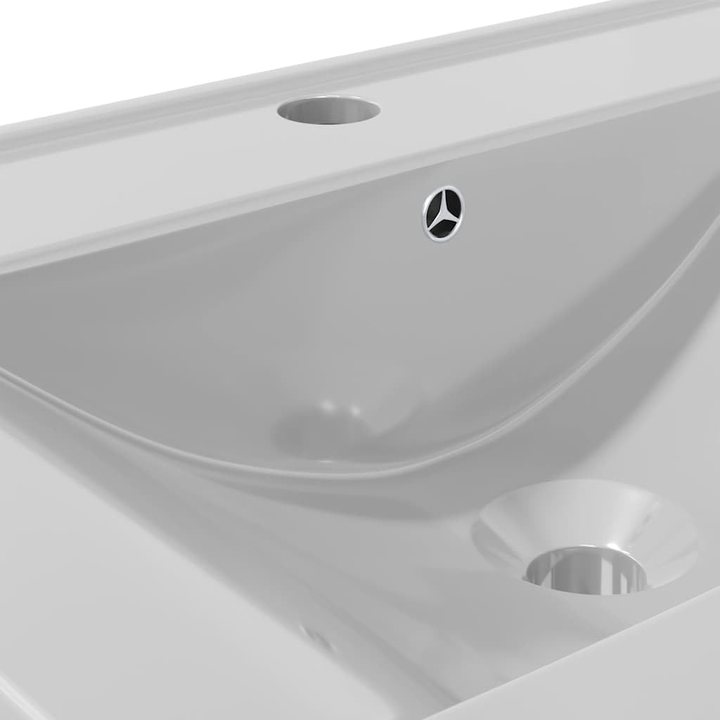 Lavabo con rebosadero de 60 x 46 x 16 cm, cerámica plateada, lavabo empotrable y colgante, lavabo de mano para invitados y baño de invitados, lavabo moderno con orificio para grifo