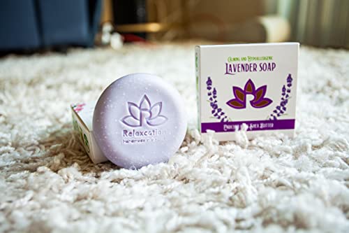 Relaxcation Lavender Soap Bar With Essential Lavender Oil And Shea Butter - Calming And Hypoallergeniс Natural Cold Process Soap - Handmade In Usa (Lavender Round Soap) #TOP5