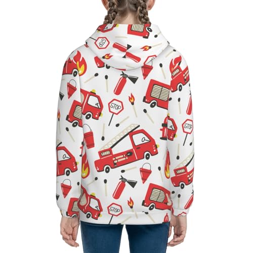 Fire Truck Kids Pullover Hoodies Boys Sweatshirts Girls Athletic Clothes with Pocket4