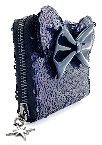 Loungefly X LASR Exclusive Disney Celestial Dreams Black Holographic Sequin Minnie Zip Wallet - Cute Wallets Fashion Cosplay Disneybound2