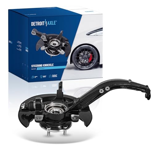 Image of Detroit Axle - 2.4L Front Left Steering Knuckle for 03-07 Honda Accord [Automatic Transmission], Driver Side Steering Knuckle & Wheel Bearing Hub Assembly 2003 2004 2005 2006 2007 Replacement