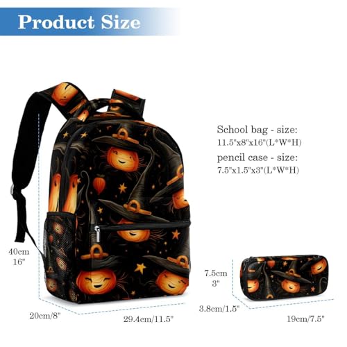 Sac à dos Halloween avec trousse multicolore pour élèves