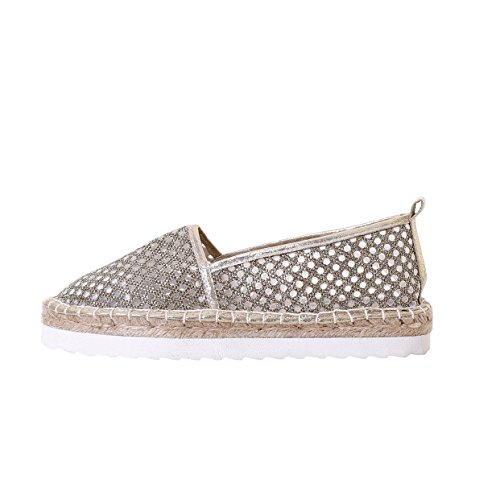 Colors Of California HC.CHEVA07-S17 Gol - Espadrillas con punta redonda y suela de goma para mujer, dorado