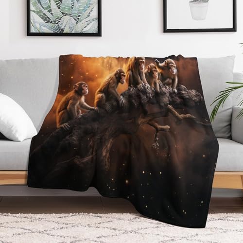 Couverture singe en flanelle 100x130cm douce pour lit et canapé