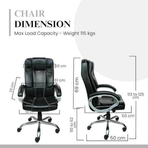 Image of activa Space High-Back Executive Office Chair| 3-Year Warranty| Adjustable Ergonomic Design, PU Leather (Black)