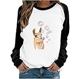 luoluoluo Sweatshirt Damen Langarmshirt Rundhals Raglanärmel Oberteile Elegant Langarm Tier Drucken Tops Pullover Lässige Tunika Bluse für Frühling