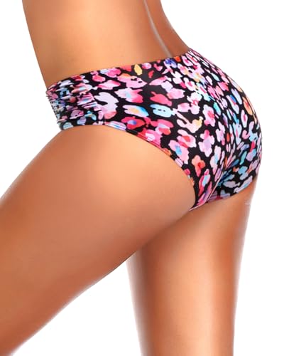 Image of Tempt Me Women Bikini Bottoms Mid Waist Bathing Suit Swimsuit Ruched Swim Bottom
