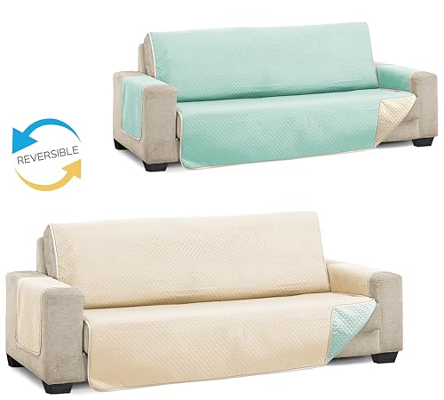 Martina Home Sofaüberwurf Diamond 3-Sitzer, XL, Beige/Aquamarin