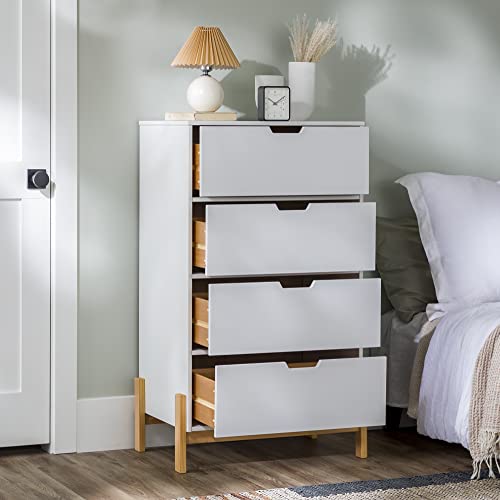 Walker Edison Freja Scandi Minimalist 4-Drawer Solid Wood Dresser, 46 Inch, White #TOP2