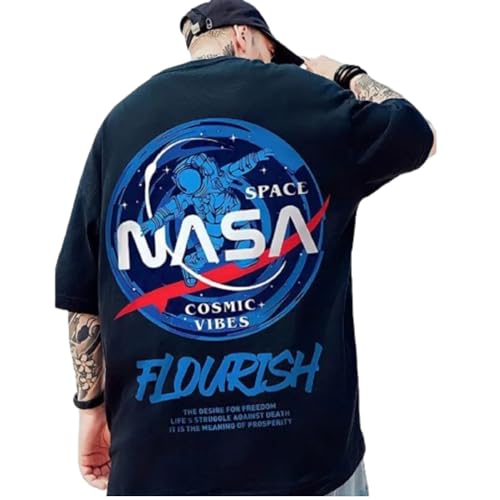 Image of Oversized Baggy Fit Drop Shoulder Cool and Stylish Graphic Printed Design Half Sleeve T-Shirt for Men (Available Sizes: S to XL