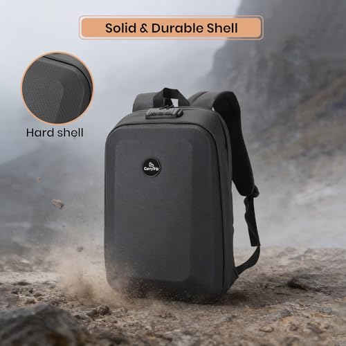 Image of CARRY TRIP Hard Shell Anti-Theft Laptop Backpack with Password Lock - Water-Resistant PE Film Business & Travel Backpack with Organized Compartments - Inner Bottle Pocket - Stylish Bag For Men & Women