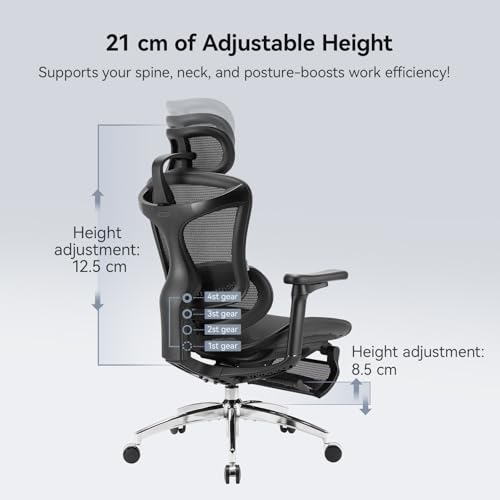 Image of SIHOO Doro C300 Ergonomic Office Chair with Footrest, Ultra Soft 3D Armrests, Dynamic Lumbar Support for Home Office Chair, Adjustable Backrest Desk Chair, Swivel Big and Tall Computer Chair (Black)
