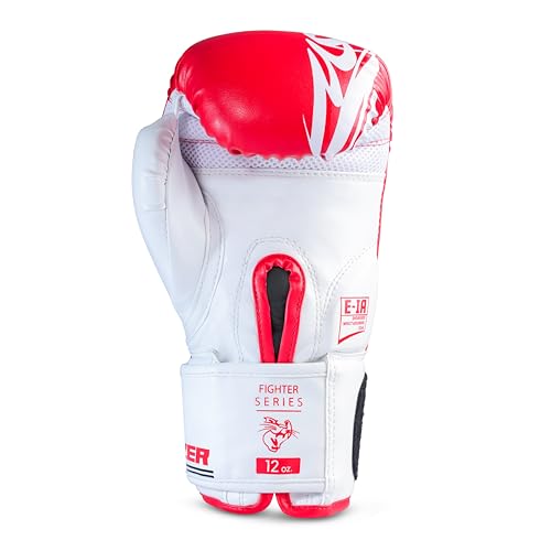 Image of MAUZER Tribal Shadow Fighter Boxing Gloves Training and Sparring Gloves with EIA Foam Padding Ventilated Palm Secure Thumb Lock Fit Velcro Wrist Support (Red, 14 Oz)