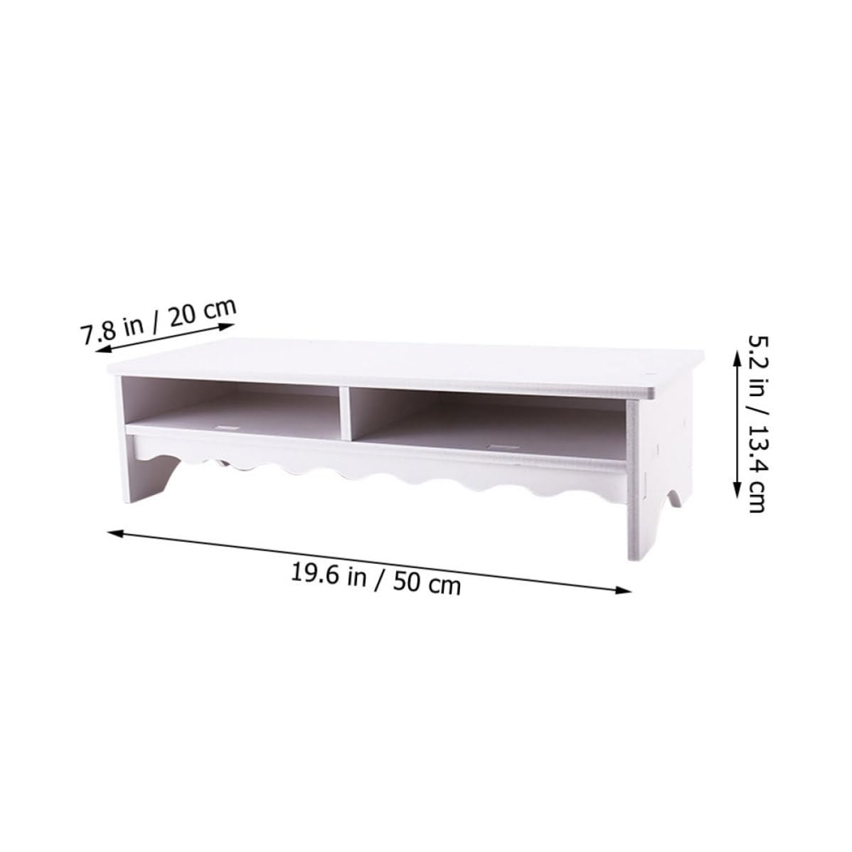 Supporto per Monitor da Tavolo Bianco con Ripiano Organizer | Composito Pvc Legno-plastica, Capienza Ampia, Uso Ufficio, Struttura Stabile per Impiego Prolungato