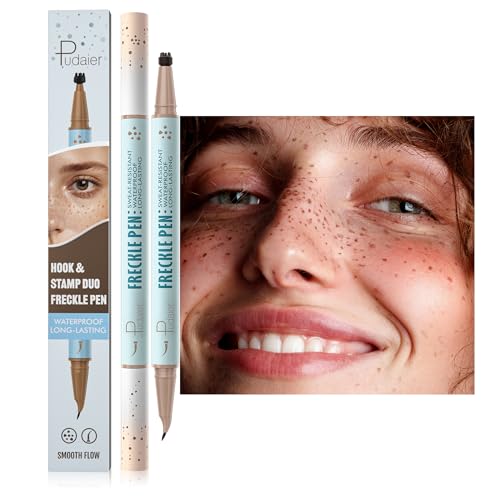 2 Pack Freckle Pen Set – 2-in-1 Dual Ended Microblading Pen & Freckle Stamp, 2 Different Color...