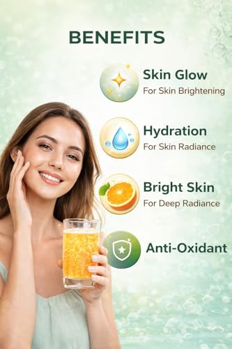 Image of Skin Glow L-Glutathione 600mg Effervescent Tablets | Vitamin C, Hyaluronic Acid & Vitamin A | Skin Brightening & Glow Support | Orange Flavour | 15 Tablets PACK OF 2(TWO) | For Adults