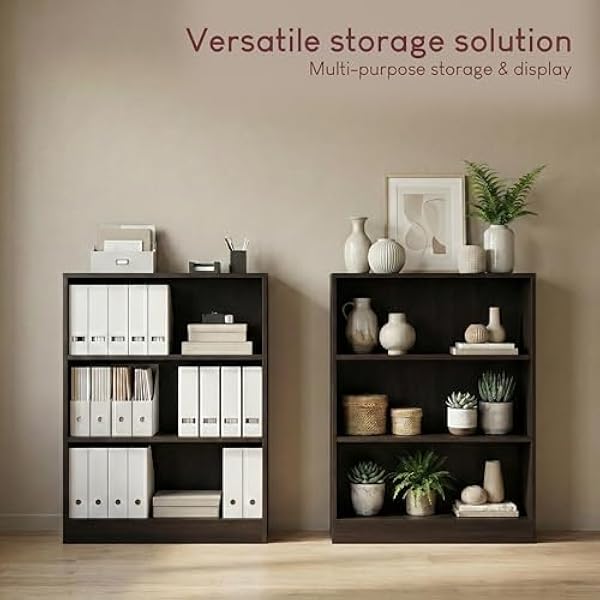 Vida Designs Cambridge — 3-ярусный книжный стеллаж, черный деревянный витринный стеллаж, стеллаж для хранения, офисная мебель для гостиной