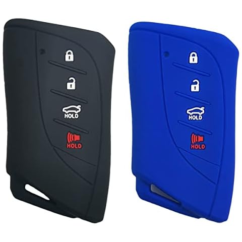2Pcs XUHANG Sillicone Key fob Skin Key Cover Keyless Entry Remote Case Protector Shell fit for Lexus ES200 ES260 ES300h NX260 NX350H UX200 UX260h LS500h LS350 LS500 IS350 Smart Remote(Black Blue) Cover