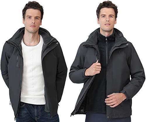 CAMEL Outdoor Jacket Men Winter Ski Jacket Windbreaker 3 in1 Hooded Rain...