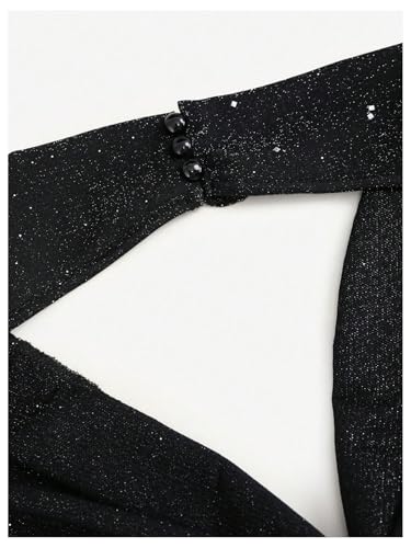 SOLY HUX Women's Halter Top Sparkly Sexy Backless Party Crop Tops Club Rave Festival Outfits Black3