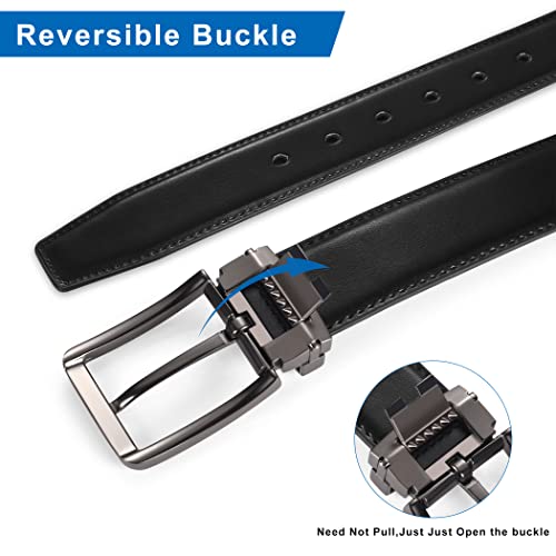 Wlead Men's Belt, Reversible Leather Belt 1 3/8" For Mens Dress Casual Golf Pants Shirts,One Reverse For 2 Sides #TOP3