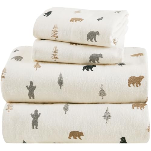 Comfort Spaces 100% Cotton Flannel Sheets Full Size, Ultra Soft Cozy Flannel Sheet Set with 12