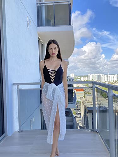 Image of Ekouaer Women Sarong Swimsuit Coverups Chiffon Long Bikini Wraps Sheer Beach Bathing Suit Cover Up