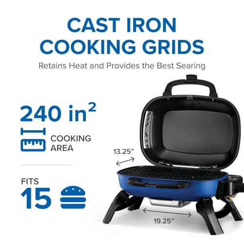 Image of Napoleon TravelQ 240 Compact Portable Propane Gas Grill, Blue, Tailgating, Camping, and Small Outdoor Spaces