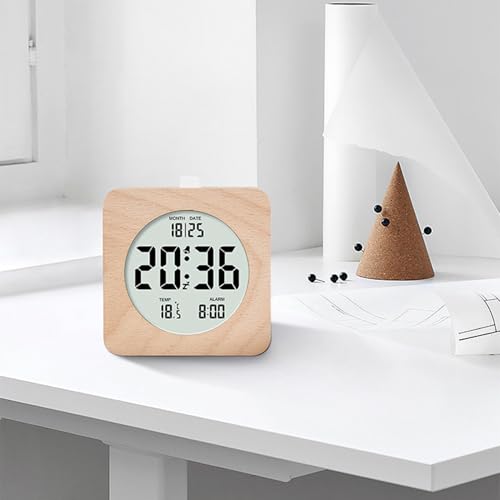 Despertador digital de madera a pilas reloj pequeño portátil para evitar cables 6