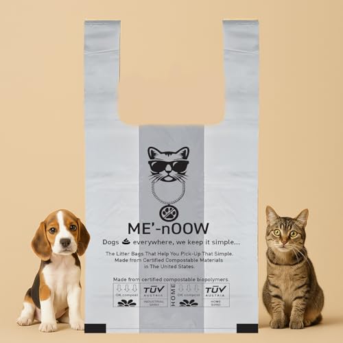 Image of Eco-Friendly Dog Poop Bags with Handles - 100 Strong Leak-Proof Waste Bags for Dogs & Cat Litter Cleanup - Plant-Based, Easy Tie & Carry, Made in USA, Unscented