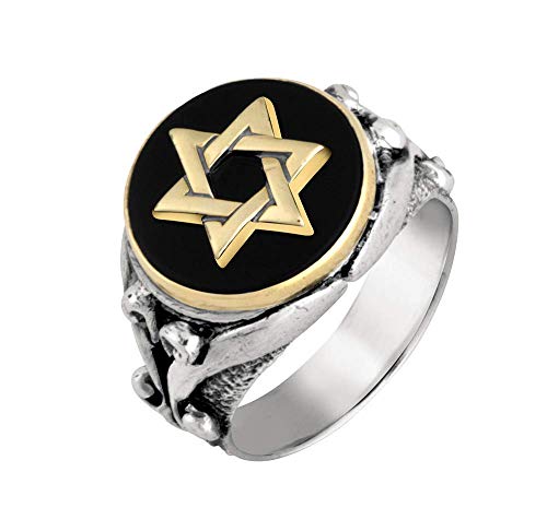 925 Sterling Silver And Gold Onyx Star of David Ring 925 Sterling Silver And Gold Onyx Star of David Ring
