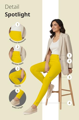 Image of Women's Cotton Lycra Ankle Length Leggings | Regular Rise, Soft 4 Way Stretch Fabric | Casual & Ethnic Wear