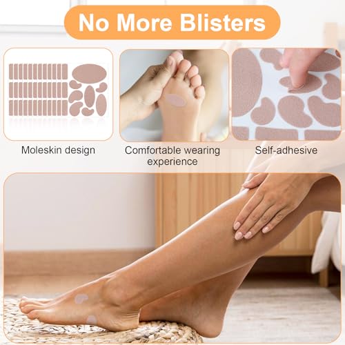 Image of 12 Sheets Blister Prevention Pads Anti-Wear Mole Skin Tape Stickers Moleskin Adhesive Strips Multi-Shaped Heel Pads Oval Moleskin Tapes for Feet Fabric Unsuitable Shoes Padding Hiking