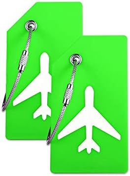 Silicone Luggage Tag with Name ID Card Perfect to Quickly Spot Luggage Suitcase by Ovener (Green 2 Pack Tags)
