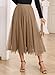 Happy Sailed Long Skirts for Women Elastic High Waisted A-Line Pleated Flowy Tulle Skirt for Date Night Spring Outfit Fashion 2026 Brown Large