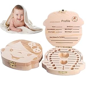 Baby Tanden Save Box, Tanden Box Save Organizer voor Baby Kids Houten Tandendoos Kinderen Souvenir Gift