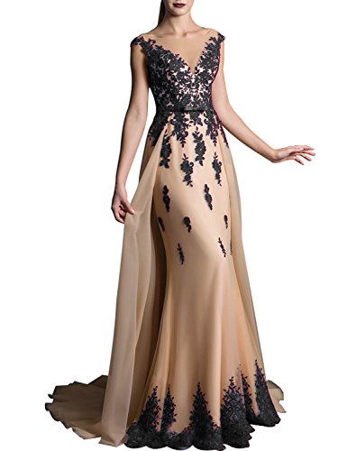 Lace Prom Dress For Girls Evening Party Gown Sweep Train Ev429