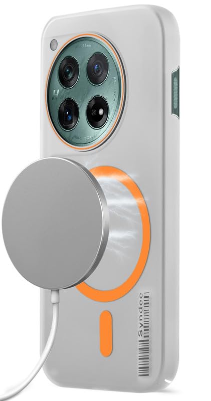 Image of Mr. Case Back Cover for OnePlus 12 5G Elegant Frosted White Translucent Back Only Compatible with Wireless Magnetic Accessories | Anti-Scratch Shockproof Phone Case - Orange