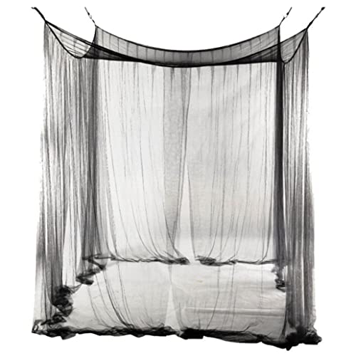 Faloyy Mosquitera para Cama con Dosel, Cama Colgante Negra de Cuatro Puertas, Cortina de Red Cuadrada con Kit para Colgar, fácil instalación