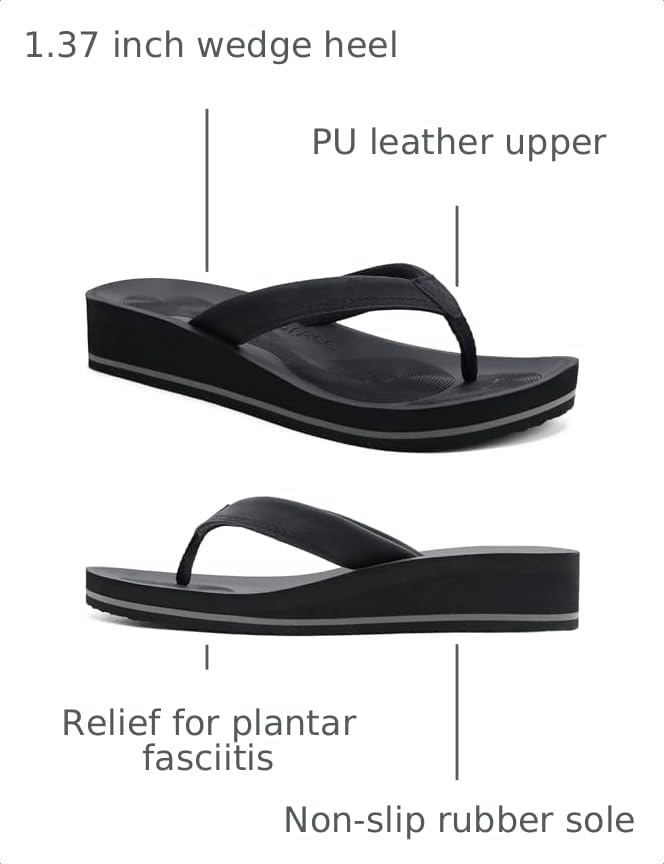 Image of COFACE Flip Flops for Women With Comfortable Arch Support Ladies Fashion Platform Thong Sandals