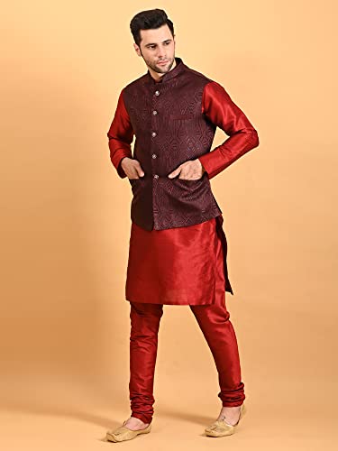 Image of Uri and MacKenzie Men's Silk Blend Kurta Pajama with Designer Ethnic Nehru Jacket /Modi Jacket